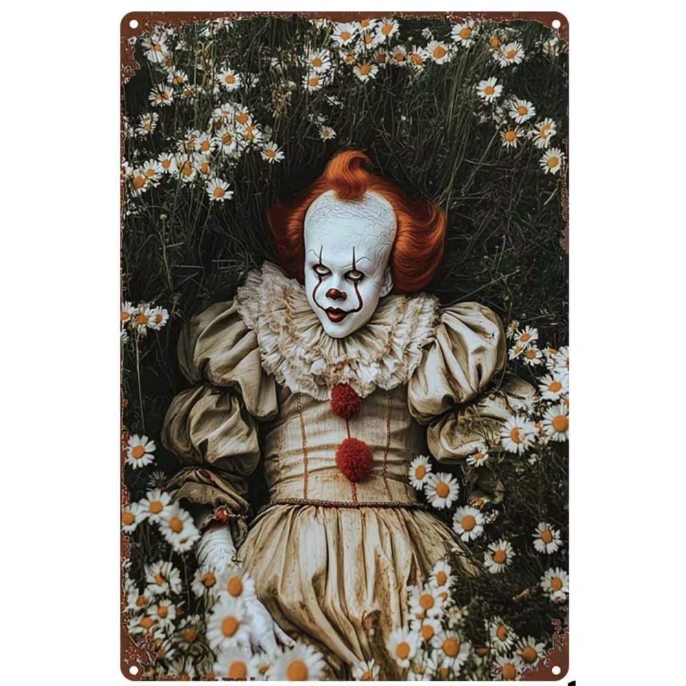 New IT Pennywise Stephen King Here Tin Sign 8x12 Bar Man Cave Den Decor Clown